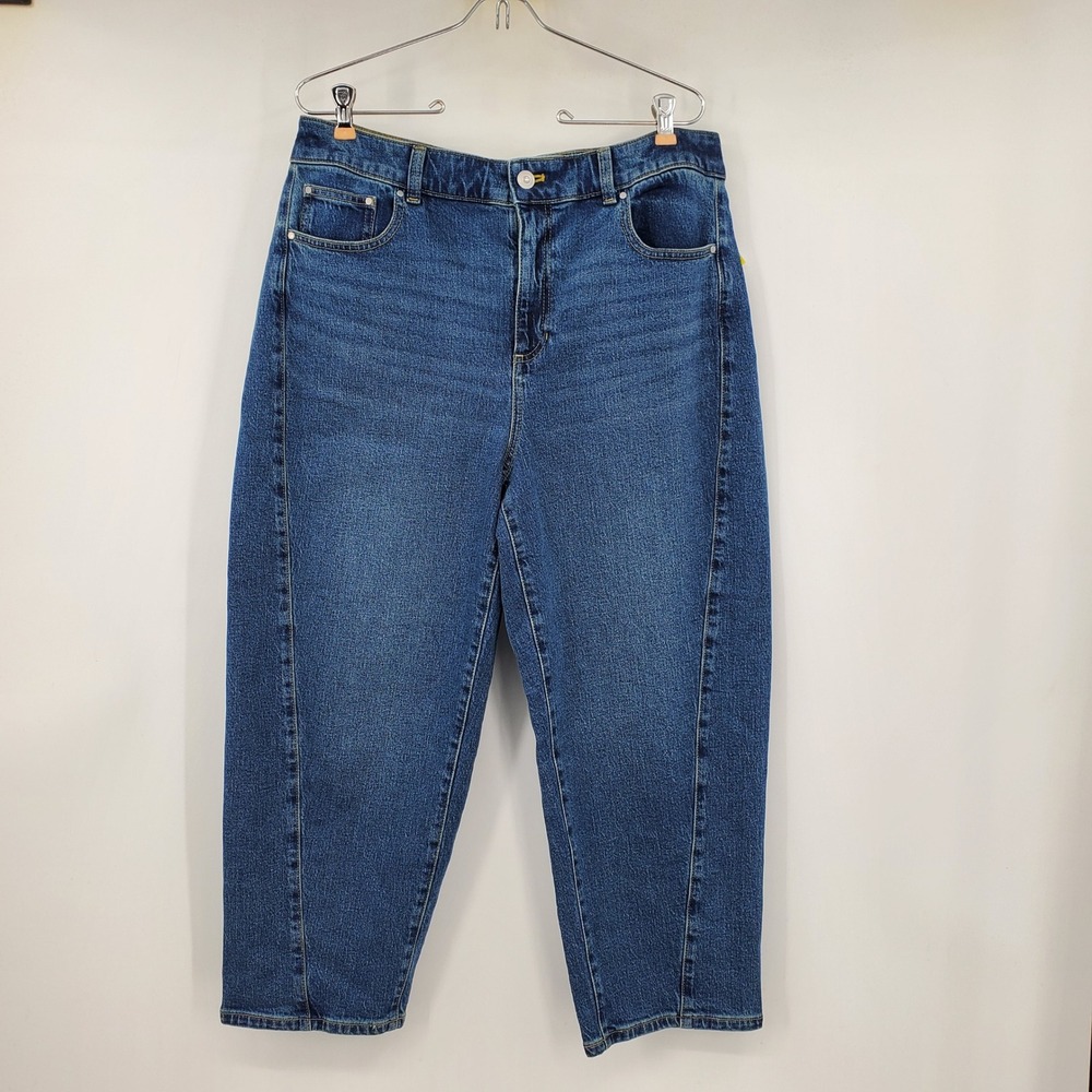 Talbots Relaxed Barrel Jeans Irving Wash Blue High Rise Tapered Denim 14P Casual